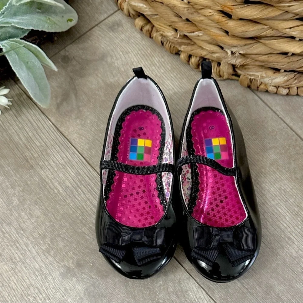 New Y2K HealthTex Girls Black Bow Mary Jane Toddler Girls Shoes Size 8